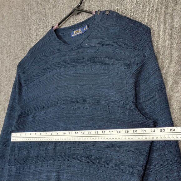 Vintage Polo Ralph Lauren Sweater Mens XL Blue Linen Blend Crewneck Shirt - Picture 6 of 14